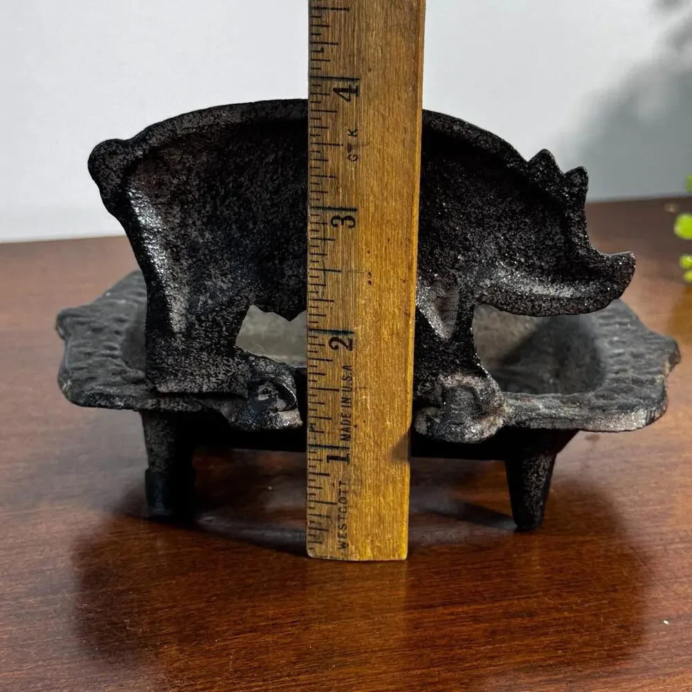 Vintage Cast Iron Pig Soap Dish Holder Rustic Farmhouse Decor